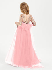 Abiti Damigella Junior Glamour Top Con Paillettes Fenicottero