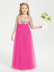 Abiti Damigella Junior Glamour Top Con Paillettes Fucsia