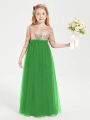 Abiti Damigella Junior Glamour Top Con Paillettes Verde