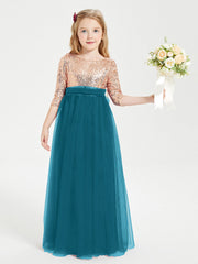 Abiti Damigella Junior Glamour Top Con Paillettes Blu Inchiostro