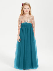Abiti Damigella Junior Glamour Top Con Paillettes Blu Inchiostro