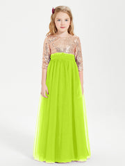 Abiti Damigella Junior Glamour Top Con Paillettes Verde Lime