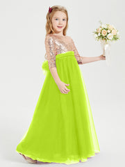 Abiti Damigella Junior Glamour Top Con Paillettes Verde Lime