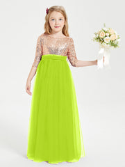 Abiti Damigella Junior Glamour Top Con Paillettes Verde Lime