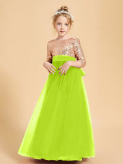 Abiti Damigella Junior Glamour Top Con Paillettes Verde Lime
