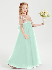 Abiti Damigella Junior Glamour Top Con Paillettes Verde Menta