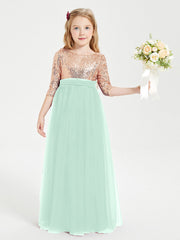 Abiti Damigella Junior Glamour Top Con Paillettes Verde Menta