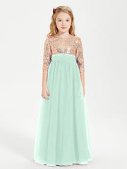 Abiti Damigella Junior Glamour Top Con Paillettes Verde Menta