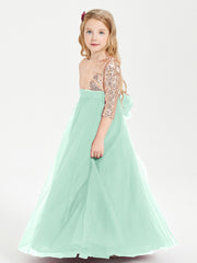 Abiti Damigella Junior Glamour Top Con Paillettes Verde Menta