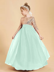 Abiti Damigella Junior Glamour Top Con Paillettes Verde Menta