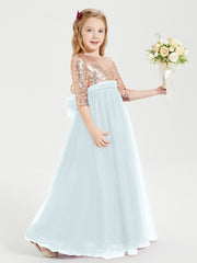 Abiti Damigella Junior Glamour Top Con Paillettes Nebbia