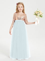 Abiti Damigella Junior Glamour Top Con Paillettes Nebbia
