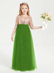 Abiti Damigella Junior Glamour Top Con Paillettes Muschio