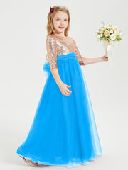 Abiti Damigella Junior Glamour Top Con Paillettes Blu Oceano