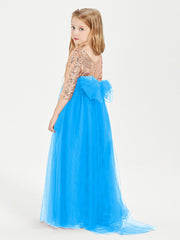 Abiti Damigella Junior Glamour Top Con Paillettes Blu Oceano