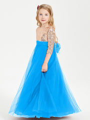 Abiti Damigella Junior Glamour Top Con Paillettes Blu Oceano