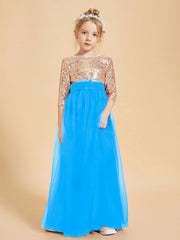 Abiti Damigella Junior Glamour Top Con Paillettes Blu Oceano