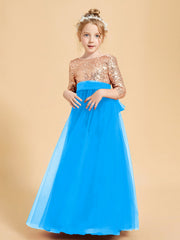 Abiti Damigella Junior Glamour Top Con Paillettes Blu Oceano