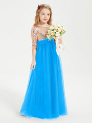 Abiti Damigella Junior Glamour Top Con Paillettes Blu Oceano