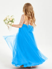 Abiti Damigella Junior Glamour Top Con Paillettes Blu Oceano