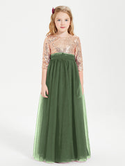 Abiti Damigella Junior Glamour Top Con Paillettes Verde Oliva