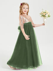 Abiti Damigella Junior Glamour Top Con Paillettes Verde Oliva