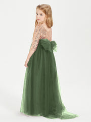 Abiti Damigella Junior Glamour Top Con Paillettes Verde Oliva