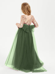 Abiti Damigella Junior Glamour Top Con Paillettes Verde Oliva