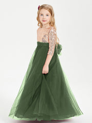 Abiti Damigella Junior Glamour Top Con Paillettes Verde Oliva
