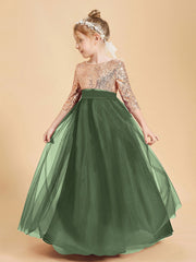 Abiti Damigella Junior Glamour Top Con Paillettes Verde Oliva
