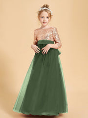 Abiti Damigella Junior Glamour Top Con Paillettes Verde Oliva