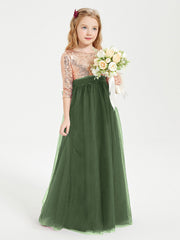 Abiti Damigella Junior Glamour Top Con Paillettes Verde Oliva