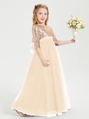 Abiti Damigella Junior Glamour Top Con Paillettes Pesca