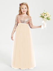 Abiti Damigella Junior Glamour Top Con Paillettes Pesca
