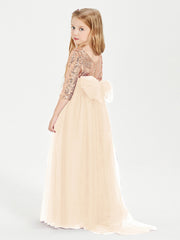 Abiti Damigella Junior Glamour Top Con Paillettes Pesca