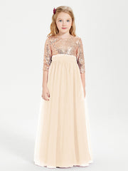 Abiti Damigella Junior Glamour Top Con Paillettes Pesca