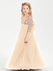 Abiti Damigella Junior Glamour Top Con Paillettes Pesca