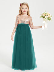 Abiti Damigella Junior Glamour Top Con Paillettes Pavone
