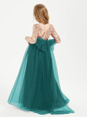 Abiti Damigella Junior Glamour Top Con Paillettes Pavone