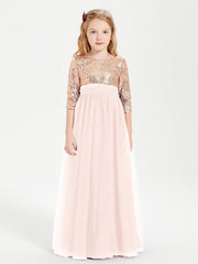 Abiti Damigella Junior Glamour Top Con Paillettes Rosa Perlato