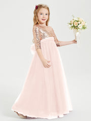 Abiti Damigella Junior Glamour Top Con Paillettes Rosa Perlato