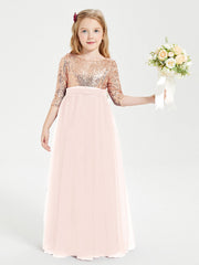 Abiti Damigella Junior Glamour Top Con Paillettes Rosa Perlato