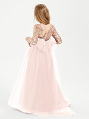 Abiti Damigella Junior Glamour Top Con Paillettes Rosa Perlato
