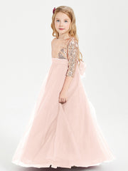 Abiti Damigella Junior Glamour Top Con Paillettes Rosa Perlato