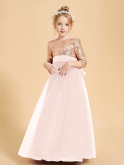 Abiti Damigella Junior Glamour Top Con Paillettes Rosa Perlato