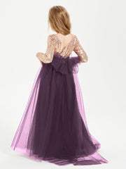 Abiti Damigella Junior Glamour Top Con Paillettes Prugna