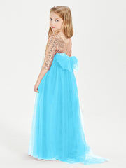 Abiti Damigella Junior Glamour Top Con Paillettes Blu Piscina