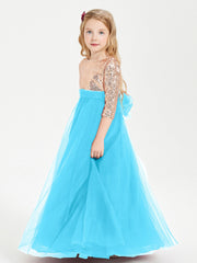 Abiti Damigella Junior Glamour Top Con Paillettes Blu Piscina