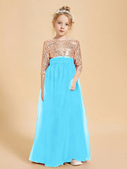 Abiti Damigella Junior Glamour Top Con Paillettes Blu Piscina