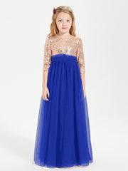 Abiti Damigella Junior Glamour Top Con Paillettes Blu Royal